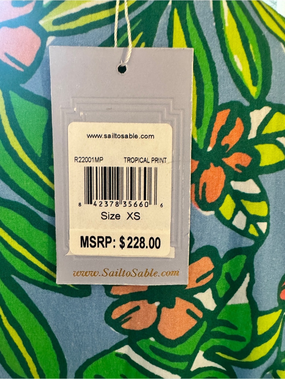 Sail to Sable Blue Tropical Floral Maxi Cover-Up with Pink Trim - Picture 2 of 5